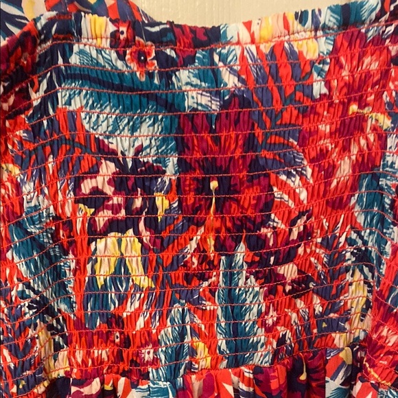 Roxy Red and Blue Summer chore Spaghetti Strap Midi Sundress - Picture 6 of 9